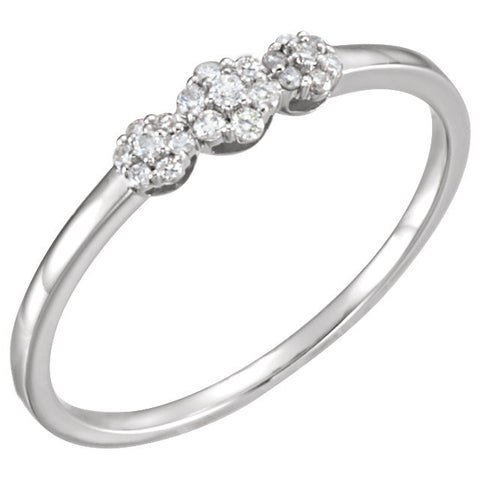 14k White Gold 1/10 CTW Diamond Ring, Size 7
