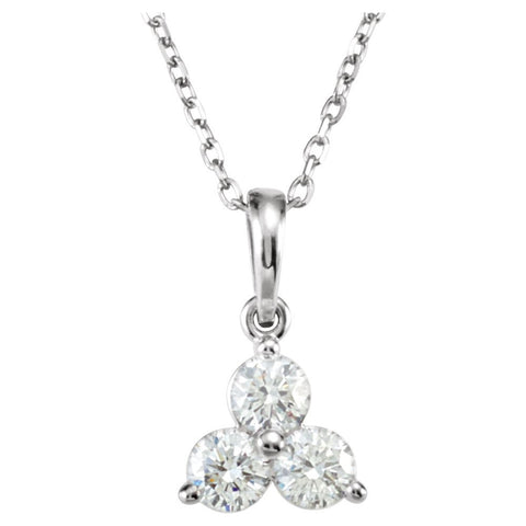 14k White Gold 1/2 CTW Diamond Three-Stone Necklace