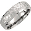 7.0 Titanium Hammered Bevelled Domed Wedding Band Ring (Size 6 )