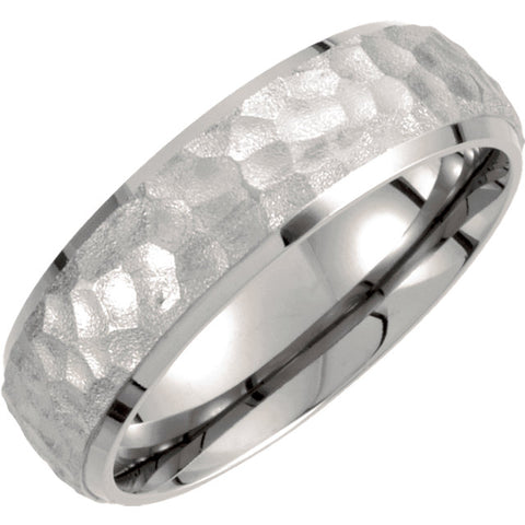 Titanium 7mm Hammered Finish Beveled Edge Band Size 10