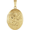 Oval Locket With Floral Pattern in 14K Yellow Gold