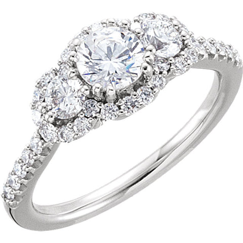 14k White Gold 1 CTW Diamond Engagement Ring Size 7