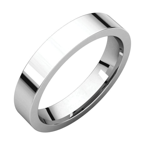 10k White Gold 4mm Flat Comfort Fit Band, Size 8