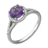 14K White Gold Amethyst & 1/5 CTW Diamond Ring (Size 6)