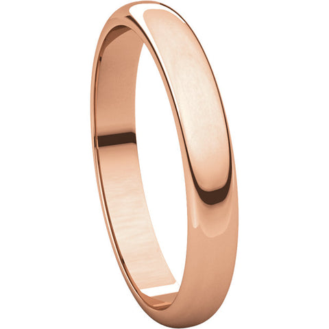 14k Rose Gold 4mm Half Round Light Band, Size 7
