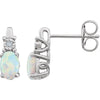 14k White Gold Created Opal & 0.02 ctw. Diamond Earrings