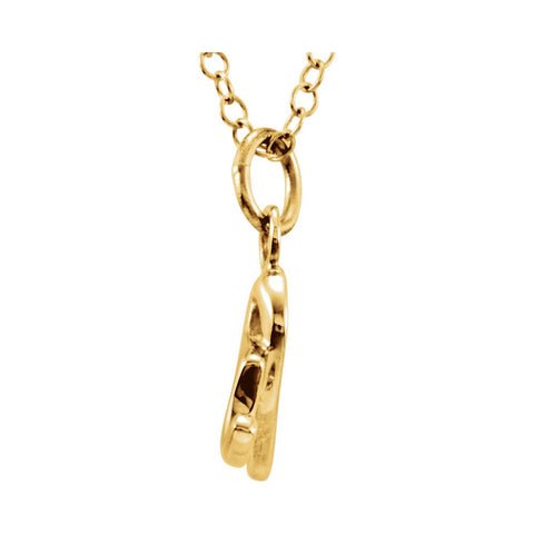 14k Yellow Gold Letter "R" Lowercase Script Initial Necklace