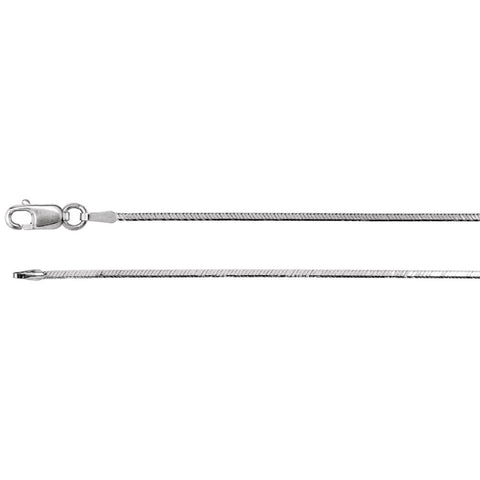 14k White Gold 1mm Square Diamond-Cut Snake "18" Chain