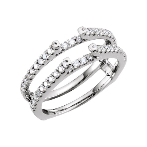 14k White Gold 1/2 CTW Diamond Ring Guard Size 7