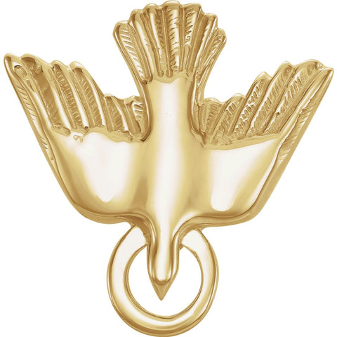 14k Yellow Gold 15mm Flying Holy Spirit Dove Pendant