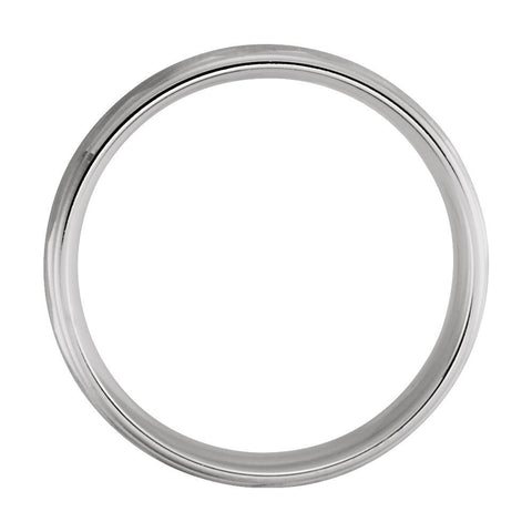 14k White Gold 6mm Grooved Band, Size 10