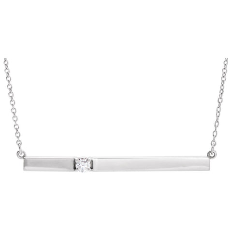 14k White Gold 1/10 CTW Diamond Bar 17.5" Necklace