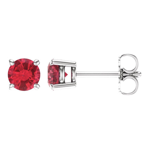 14k White Gold 5mm Round Ruby Earrings