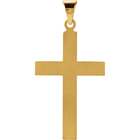 14k Yellow Gold 28x18mm Cross Pendant with Design