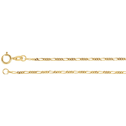 14k Yellow Gold 1.25mm Figaro 20" Chain