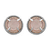 Sterling Silver Rose Gold Plated Rose Quartz & 1/8 CTW Diamond Earrings