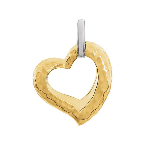 14K Two-Tone 25.3x20.84mm Hammered Heart Pendant