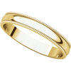 14k Yellow Gold 3mm Light Milgrain Band, Size 4