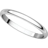 14k White Gold 2mm Half Round Light Band, Size 6.5