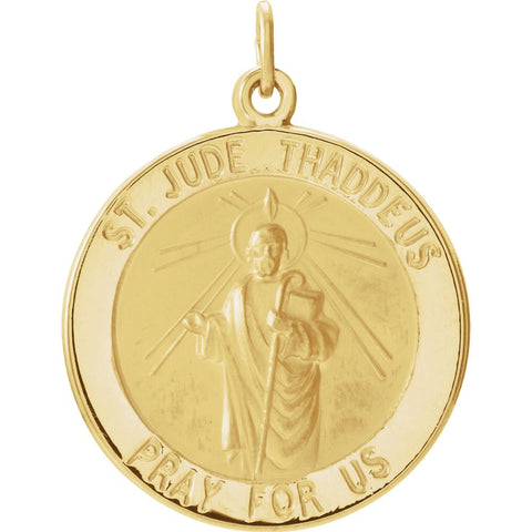 14k Yellow Gold 22mm Round St. Jude Thaddeus Medal