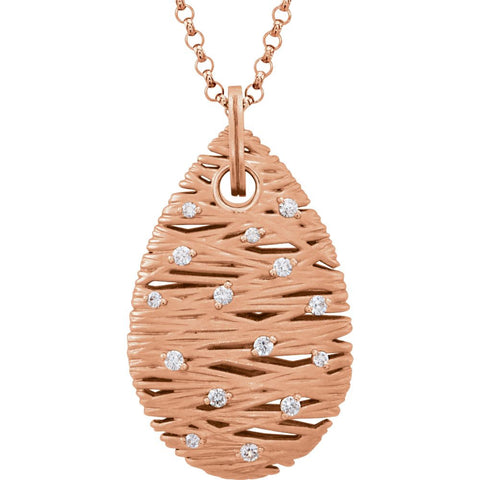 14k Rose Gold 1/5 CTW Diamond Nest Design 18" Necklace