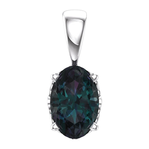 14k White Gold Chatham® Lab-Grown Alexandrite Pendant