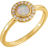 14k Yellow Gold Opal & 1/10 ctw. Diamond Ring, Size 7