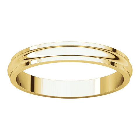 14k Yellow Gold 3mm Half Round Edge Band, Size 5