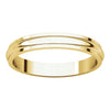 14k Yellow Gold 3mm Half Round Edge Band, Size 5