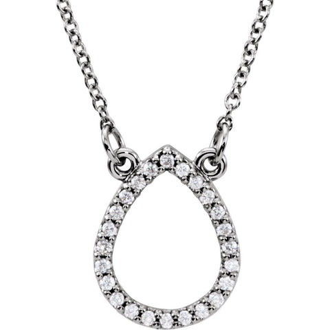 14k White Gold 1/8 CTW Diamond Teardrop 16" Necklace