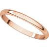 14k Rose Gold 2mm Half Round Light Band, Size 8.5