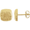 14K Yellow Gold Hammered Square Earrings