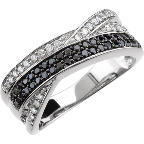 14k White Gold Criss Cross Ring, Size 7