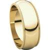 14k Yellow Gold 7mm Milgrain Wedding Band, Size 11