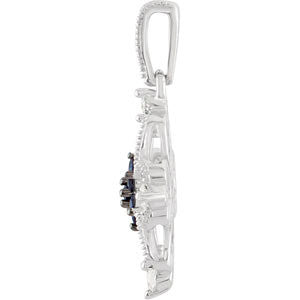Sterling Silver Sapphire & 1/10 CTW Diamond Pendant