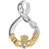 Yellow Gold Plated Silver 0.01 Ct Diamond Claddagh Pendant