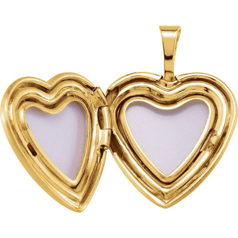14K Yellow Gold-Plated Sterling Silver Heart Locket with Cross