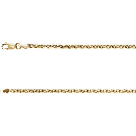 14k Yellow Gold 2mm Diamond Cut Wheat 24" Chain