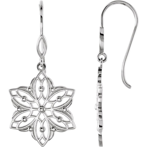 14k White Gold 35x18.75mm Decorative Dangle Earrings