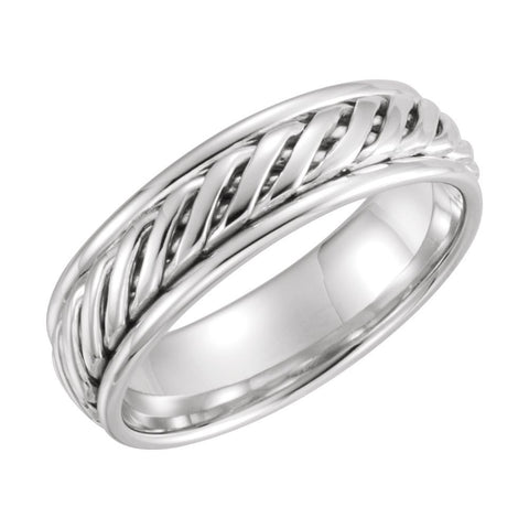 14k White Gold 6mm Comfort-Fit Duo Grooved Band Size 10.5