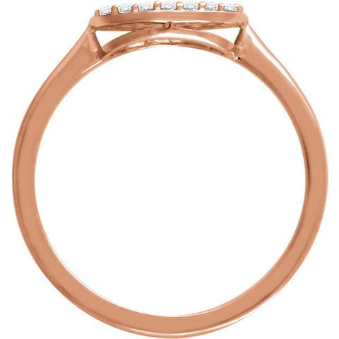 14k Rose Gold 1/5 CTW Diamond Oval Cluster Ring, Size 7