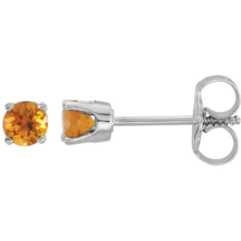 14k White Gold Imitation Citrine Youth Earrings