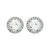 14k White Gold Created White Sapphire & 1/8 CTW Diamond Earrings
