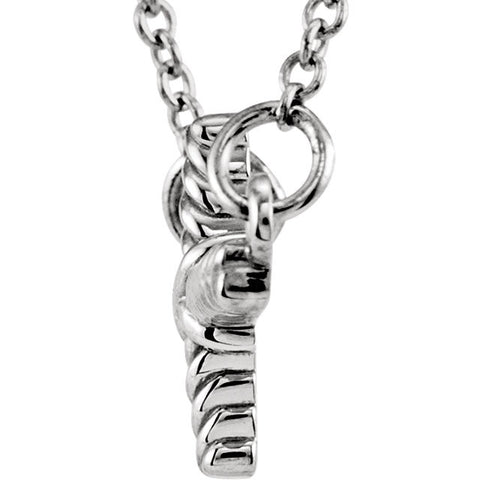 14k White Gold 8.65x16mm Sideways Rope Cross 16.5" Necklace