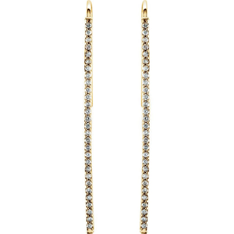 14k Yellow Gold 1/4 CTW Diamond Vertical Bar Earrings