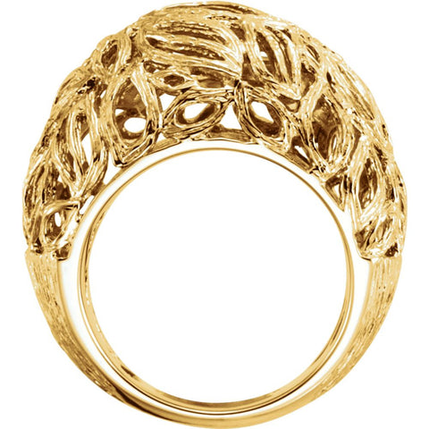 14K Yellow Gold-Plated Sterling Silver Textured Bark Dome Ring, Size 7