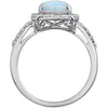 14k White Gold Created Opal & .07 CTW Diamond Ring, Size 7