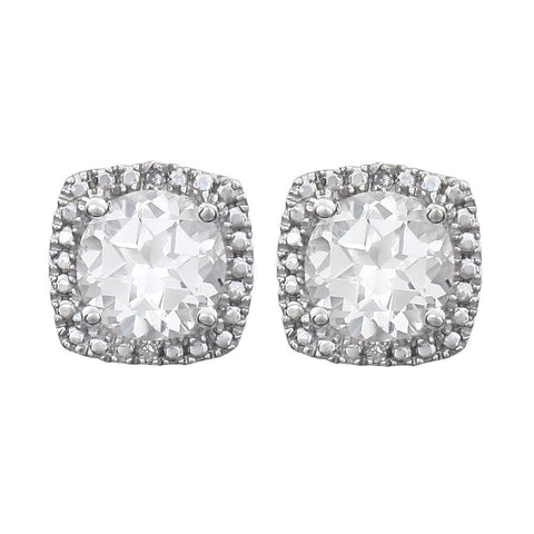 Sterling Silver White Sapphire & .015 CTW Diamond Earrings