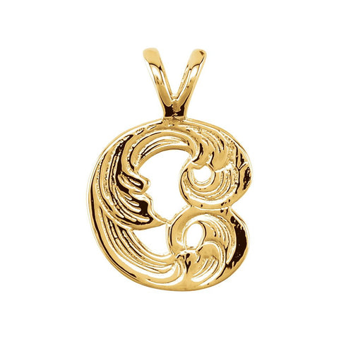 14k Yellow Gold "C" Medium Initial Pendant