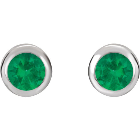 14k White Gold Chatham® Created Emerald Earrings